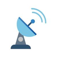 Satellite Dish with Signal Waves, Flat Design Icon vector