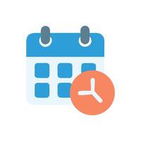 Blue calendar with clock icon on black background vector