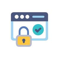 Secured website, padlock with checkmark safety and authorization vector
