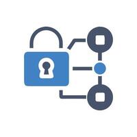 Secure Blockchain Connection Lock Icon with Connected Nodes vector