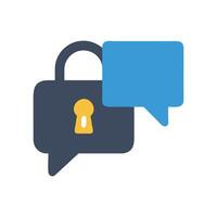 Secure communication concept with padlock and speech bubble vector