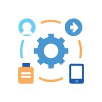 Data Sharing Process with Gear, Mobile and User vector