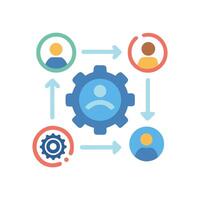 Workflow process management, collaboration, teamwork, project management icon vector