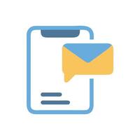 Mobile Phone with Message Notification Icon on Black vector