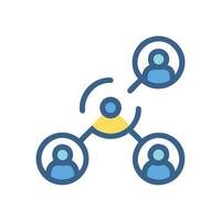 Social network connection icon symbolizing communication and teamwork. vector