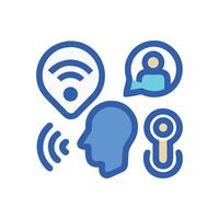 AI communication assistant, digital interaction, microphone, wifi symbol vector