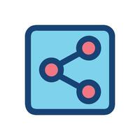 Share icon in square frame, blue and salmon vector