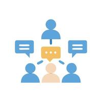 Communication network, teamwork collaboration, group discussion, leadership icon vector