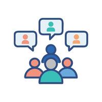 Group chat forum feedback, networking, and communication concept vector