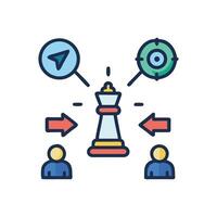 Strategic thinking chess piece, direction, target, and teamwork vector