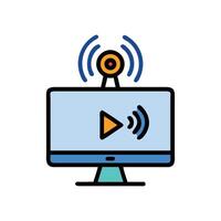 Live streaming on computer monitor, , broadcast signal vector