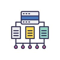 Data flow diagram of a server network illustration vector