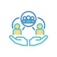 Support Group Icon with Two Hands and People vector