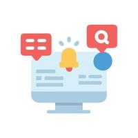 Notification Bell on Computer with Messages and Search vector