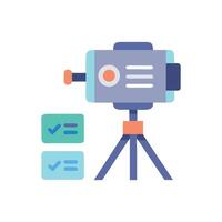 Survey checklist with camera icon on a black background vector