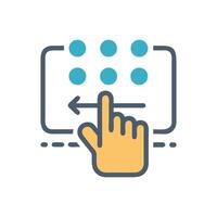 Braille keyboard touch input illustration with hand vector
