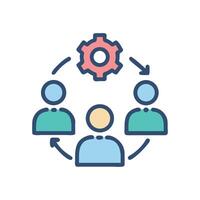 Teamwork process icon Group with cog and arrows vector