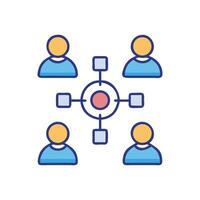 Teamwork connection icon on black, collaboration and network concept vector