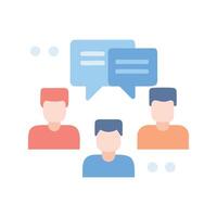 Communication and collaboration between three people graphic design vector
