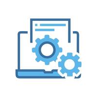 Laptop Configuration Icon, System Setup, Software Development, Gears vector
