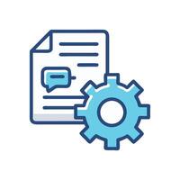 Data processing icon document, comment and gear mechanism. vector