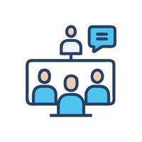 Online meeting and virtual collaboration icon with presenter vector