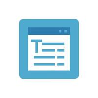 Simple Blue Webpage Icon with Text and Lines vector