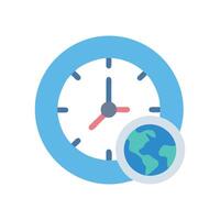 Global Time Zones Clock with Earth for Timekeeping vector