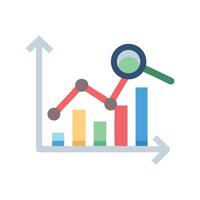 Analyzing Financial Data with Magnifying Glass on Bar Graph vector