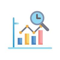 TimeSensitive Data Analysis Chart with Magnifying Glass Icon vector