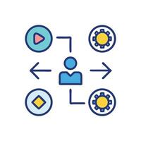 Workflow diagram icon on black background, colorful design vector