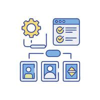 Project workflow management, teamwork, task automation, planning and settings vector