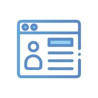 Profile page icon, blue web browser interface vector
