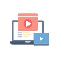 Laptop with player application, streaming platform vector
