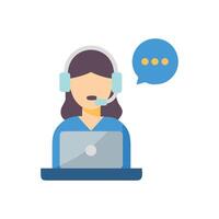 Customer service representative icon with laptop and speech bubble vector