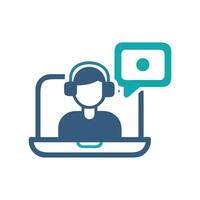 Help Desk Support with Person and Speech Bubble Icon vector