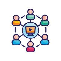 Connected network of people watching online stream vector