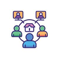 Virtual Team Collaboration, Remote Work, and Communication Concept vector