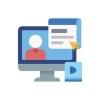 Online learning and remote collaboration illustration on monitor vector
