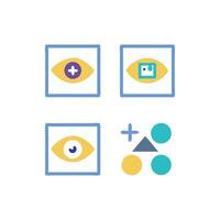 Abstract Eye Icons and Geometric Shapes Set Illustration vector