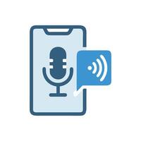 Voice Assistant App on Smartphone with Microphone Symbol vector