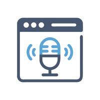 Podcast microphone icon within website browser window symbol vector