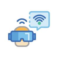 VR Headset Connected with Wireless Technology for Virtual Reality vector