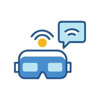 VR Headset with WiFi Signal and Speech Bubble vector