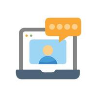 Online call, meeting on laptop computer icon vector