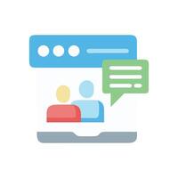 Online community icon with communication bubble and members vector