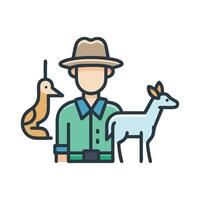 Hunter with deer and duck, icon illustration vector