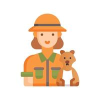 Cartoon zoologist with a bear cub illustration vector