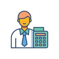 Accountant icon with calculator, business, finance, and accounting vector