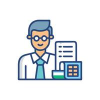 Accountant icon with checklist, calculator, and floppy disk vector